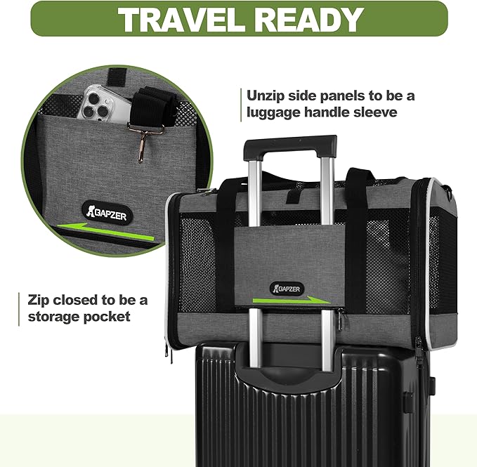 Cat Carrier 18x11x11 Top Load Soft Pet Travel Bag Over 15 lbs, Collapsible Small Dog Puppy Crate 10 Pounds, Small Animal Rabbit Kennel Carrying Case, Kitten Mesh Cage Medium Cat Under 25 Grey