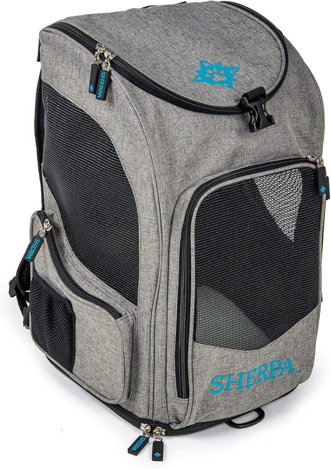 Sherpa 2-in-1 Backpack Travel Pet Carrier, Airline Approved & Guaranteed On Board - Gray, Medium (Brick & Mortar Version)