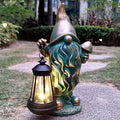 Gnomes Garden Statue Outdoor Décor with Solar Lights Lantern,Gnome Solar Light Figurines Outside Decorations for Yard，Lawn Patio, Balcony, Unique Housewarming Gifts