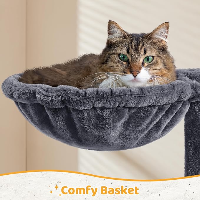 Yaheetech 54in Cat Tree, Multi-Level Cat Tower with Scratching Posts, Spacious Condo and Hammock, Ideal Activity Center for Indoor Kittens, Dark Gray