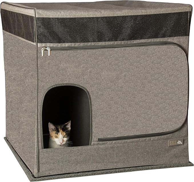 Pet Gear Pro Pawty for Cats with littertraX Mat, Put an end to Scattered Litter, Foldable, Easy Clean, Litterbox not Included, Grey
